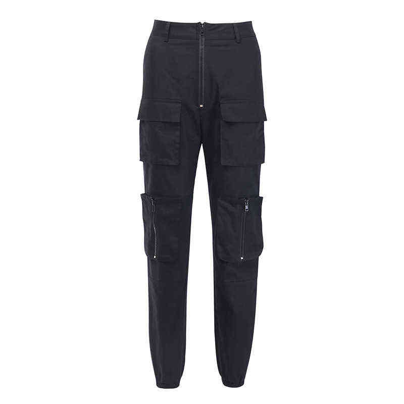 Y Demo techwear Casual Women Cargo Pants Sashes High Waist pockets Full Length Drawstring Trousers Female Fashion Clothes 211115