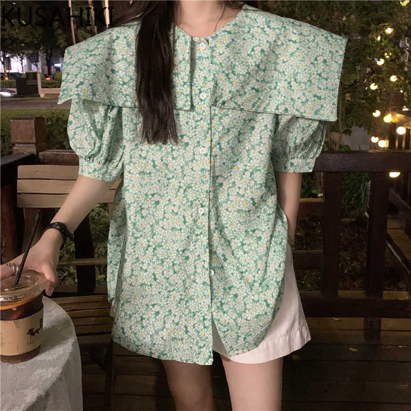 Korea Chic Floral Woman Shirts Causal Sweet Pete Rpan Collar Puff Sleeve Blouse Summer Blusa Camisas Mujer 6H088 210603, Green
Korea Chic Floral Woman Shirts Causal Sweet Pete Rpan Collar Puff Sleeve Blouse Summer Blusa Camisas Mujer 6H088 210603, Green