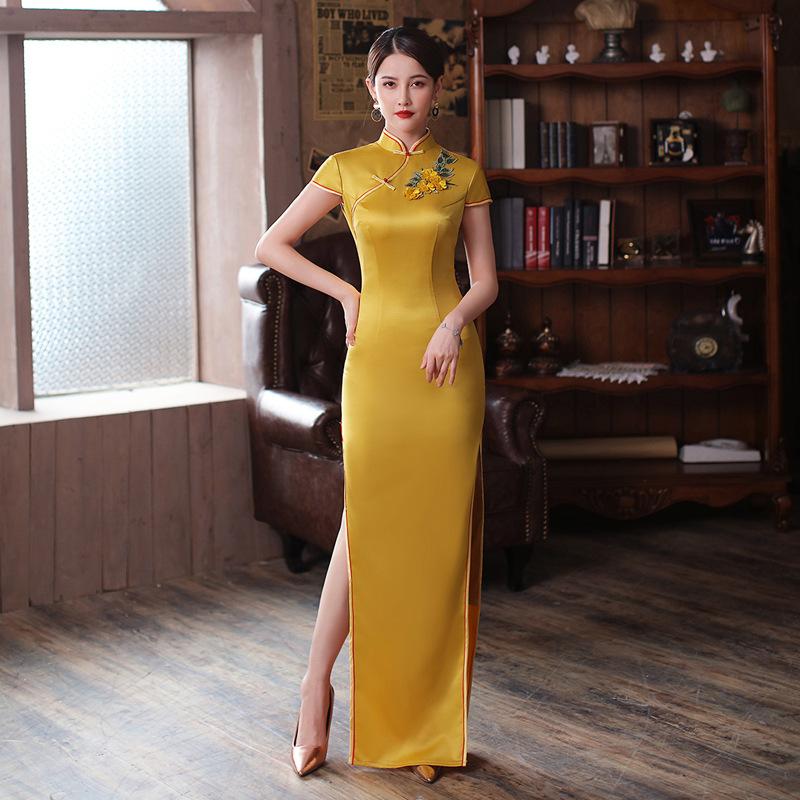 Ethnic Clothing Big Size 3XL 4XL Chinese Cheongsam Rayon Long Lady Gold Wedding Dress Mandarin Collar Appliques Qipao Vintage Button Vestido
Ethnic Clothing Big Size 3XL 4XL Chinese Cheongsam Rayon Long Lady Gold Wedding Dress Mandarin Collar Appliques Qipao Vintage Button Vestido
