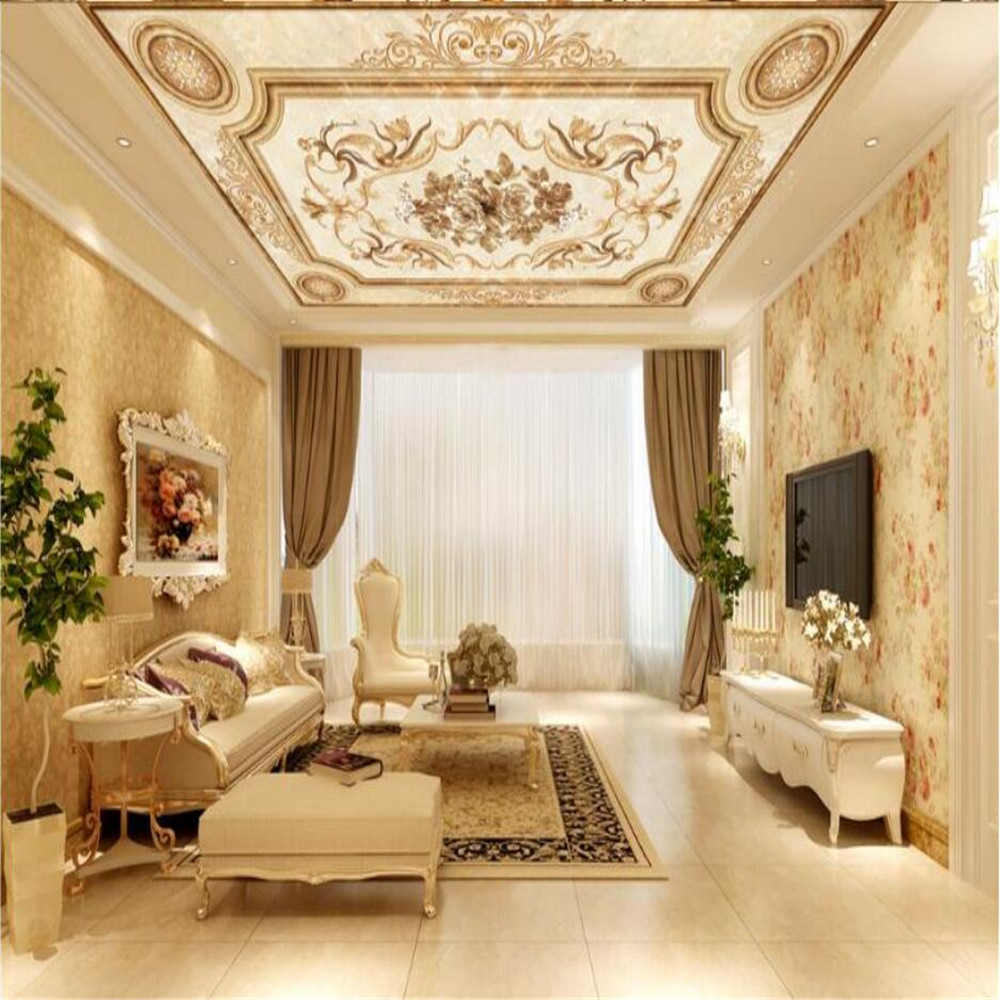 3d papel de parede European style living room ceiling wallpaper custom hotel mural hotel restaurant roof ceiling decoration