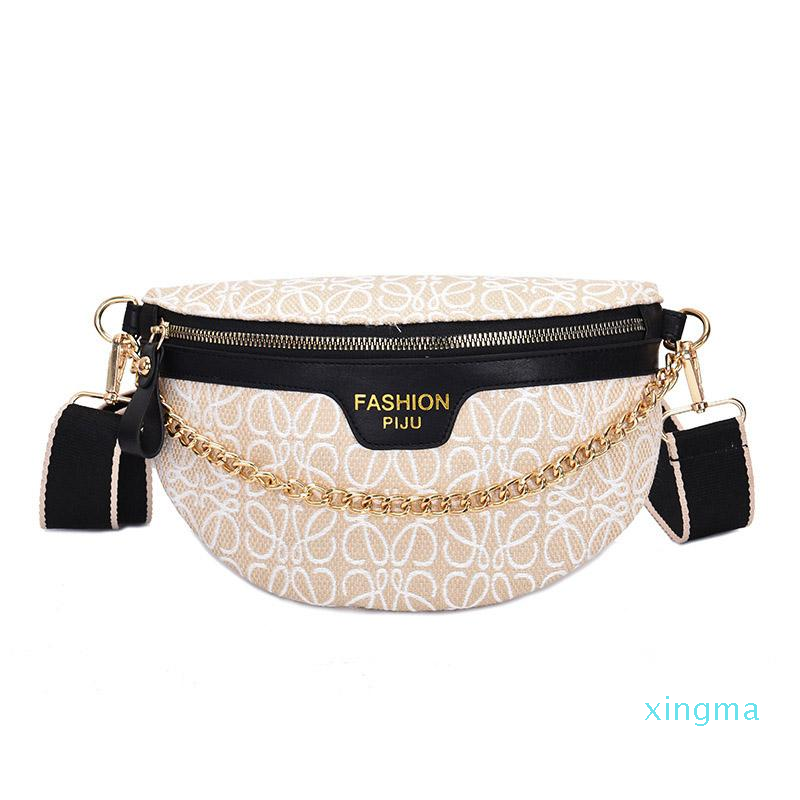Waist Bags Women Bag Canvas Printing Fanny Pack Fashion Simple Brand Crossbody Chest Ladies Chain Female Belt