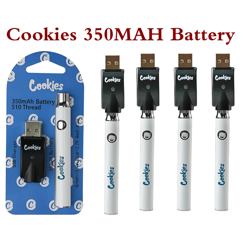 Cookies Vape Battery 350mAh Preheating VV Variable Voltage USB Charger Pen for 510 Thread Carts Thick Oil with Blister Package
Cookies Vape Battery 350mAh Preheating VV Variable Voltage USB Charger Pen for 510 Thread Carts Thick Oil with Blister Package