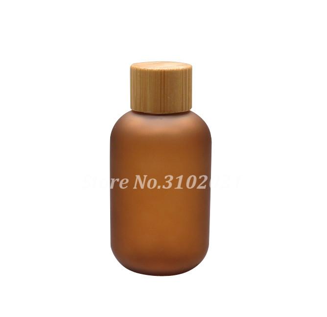 100pcs 120ml Amber Frosted Plastic Lotion Bottle with Bamboo Cap(Screw Lid/Pump Nozzle/Spray Atomizer/Chiaki Cover) Wholesale