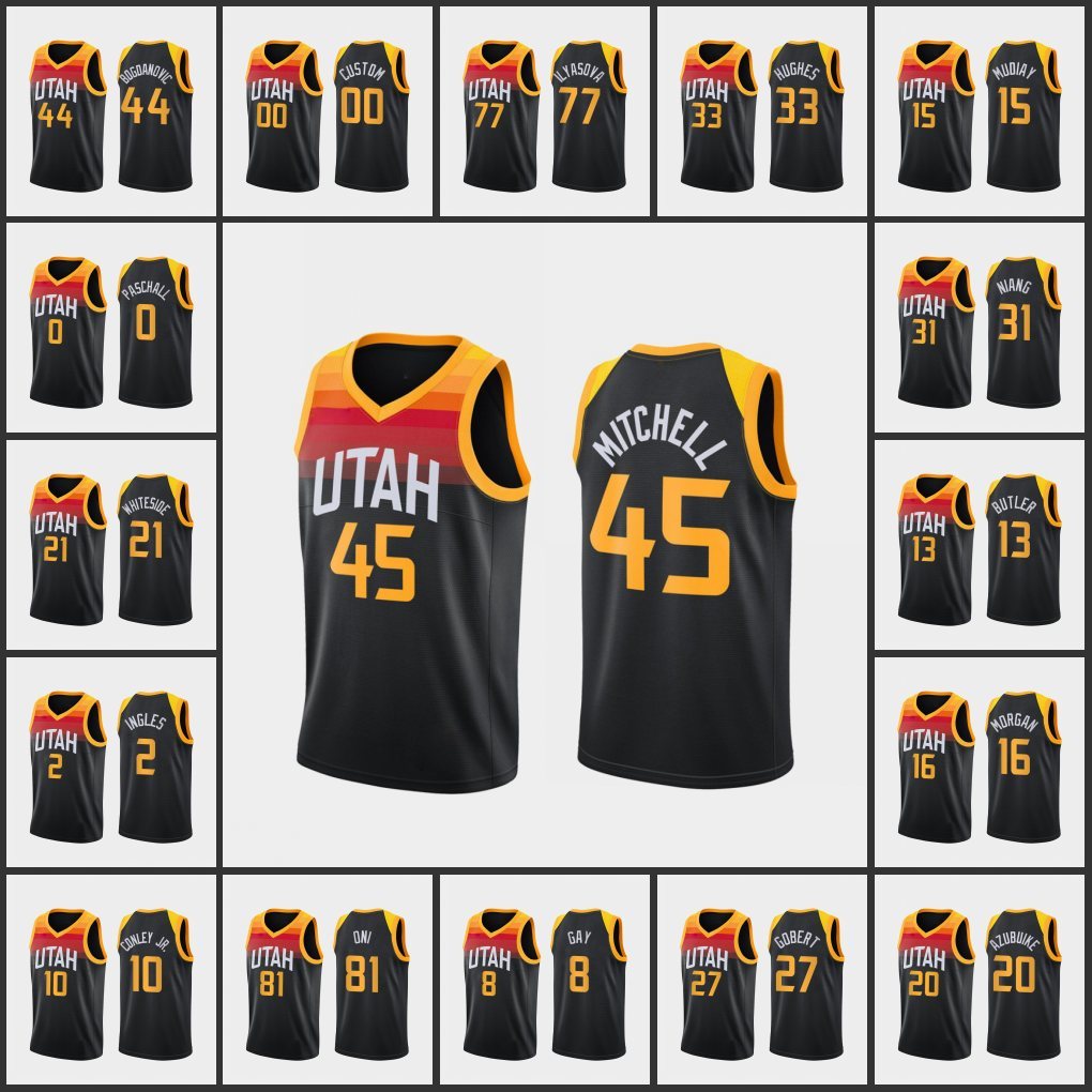 Utah's Jazz's Men Mike Conley Jr. Rudy Gobert Donovan Mitchell Bojan Bogdanovic Emmanuel Mudiay Custom's City's Edition, Black;red
Utah's Jazz's Men Mike Conley Jr. Rudy Gobert Donovan Mitchell Bojan Bogdanovic Emmanuel Mudiay Custom's City's Edition, Black;red