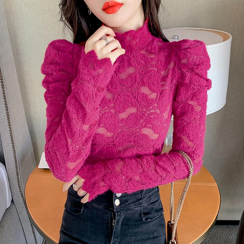 Women's Blouses & Shirts Temperament Slim Wild Solid White Turtleneck Lace Women Blusas Mujer De Moda Long Sleeve Bottom Tops 3D Mesh Black
Women's Blouses & Shirts Temperament Slim Wild Solid White Turtleneck Lace Women Blusas Mujer De Moda Long Sleeve Bottom Tops 3D Mesh Black