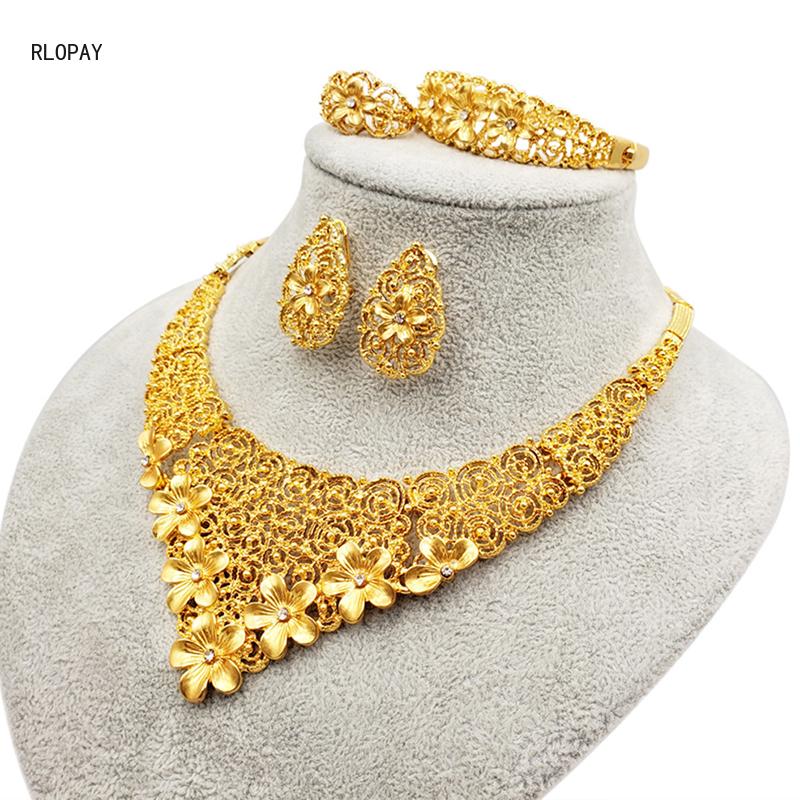 Earrings & Necklace Dubai Gold Jewelry Sets African Bridal Wedding Gifts Middle East Necklace/Earrings/Ring/Bracelet Collares, As pic
Earrings & Necklace Dubai Gold Jewelry Sets African Bridal Wedding Gifts Middle East Necklace/Earrings/Ring/Bracelet Collares, As pic