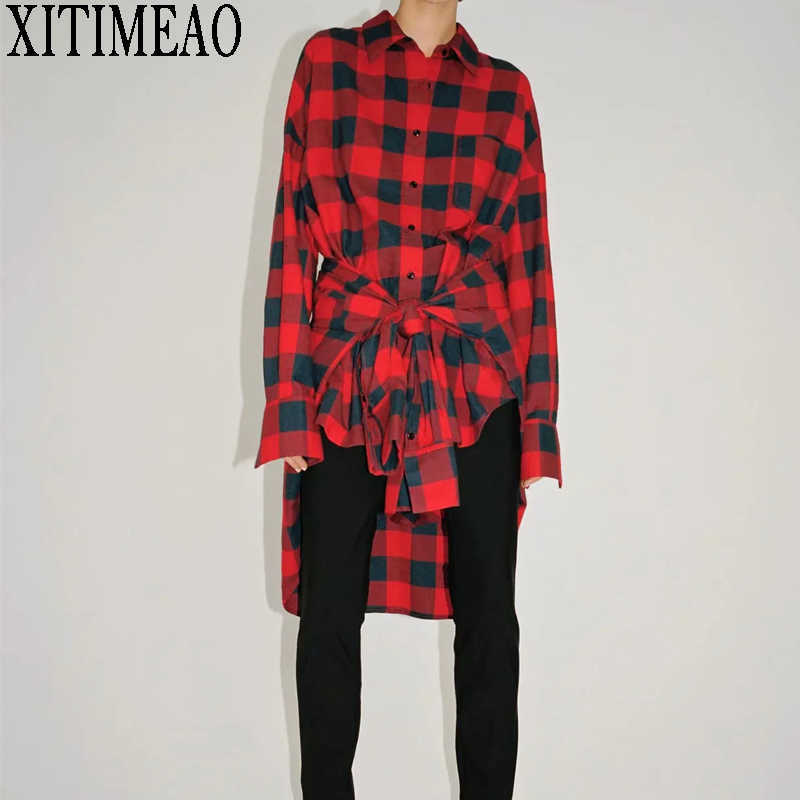 ZA Fashion Women Plaid Checked Blouse Spring Lapel Long Sleeve Loose Shirt Elegant Ladies OL Femme Shawl Top 210602, Red
ZA Fashion Women Plaid Checked Blouse Spring Lapel Long Sleeve Loose Shirt Elegant Ladies OL Femme Shawl Top 210602, Red