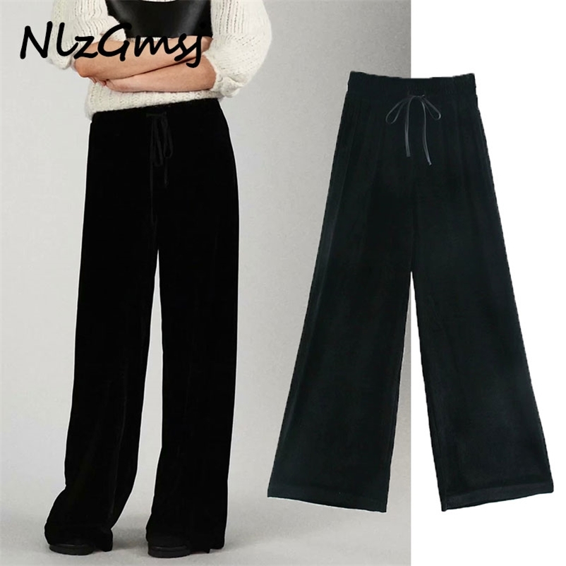 Pant Fashion Velvet Pleated Wide Leg High Waist Ladies Casual Trousers Female Mujer 210628, As picture
Pant Fashion Velvet Pleated Wide Leg High Waist Ladies Casual Trousers Female Mujer 210628, As picture