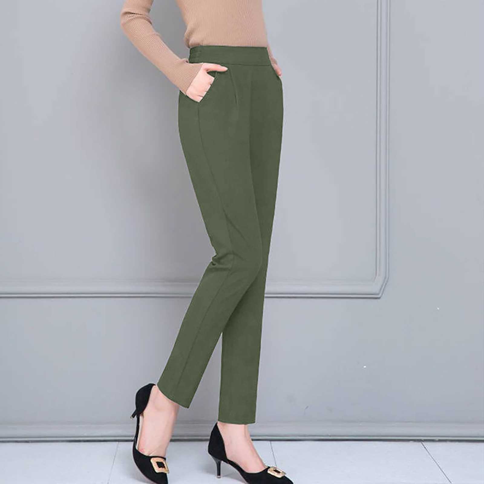 2021 New Trouser Suits High Waisted Pants Women Fashion Office Pants Chic Elegant Solid Color Casual Woman Pants#F3 Q0801