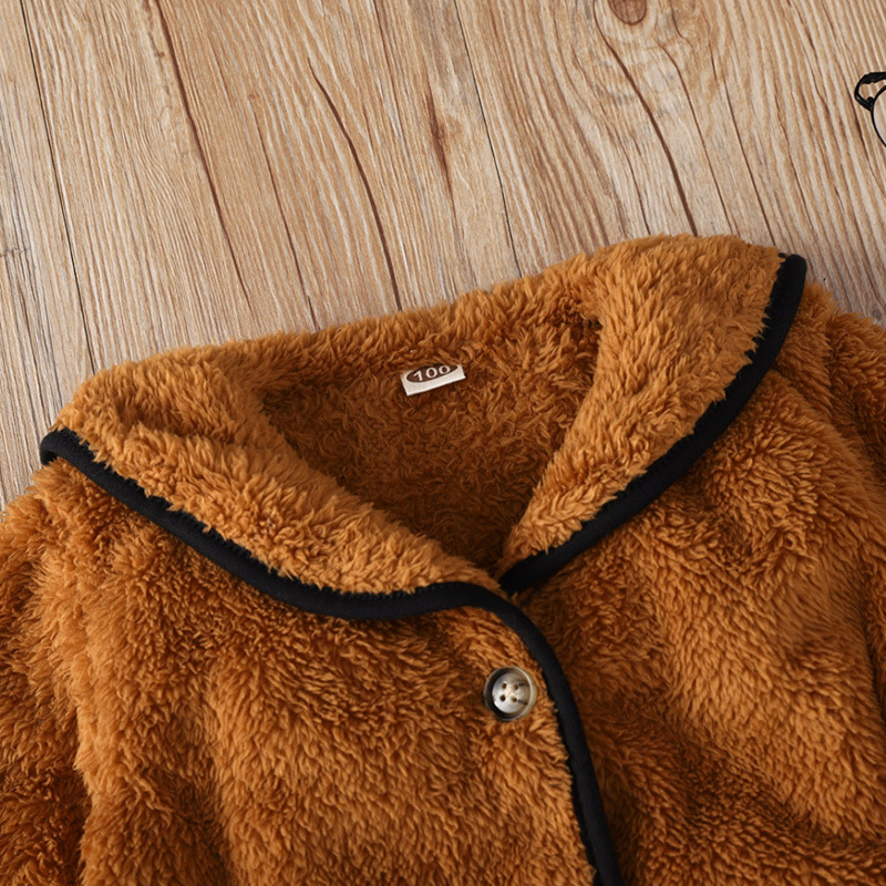 Winter Baby Girls Clothes Sets Spring Autumn Fashion Girl Outfits 2Pcs Brown Long Sleeve Lapel Strap Middle Child Skirt Suit Kids Clothing