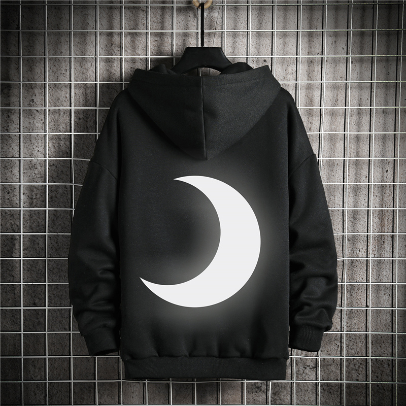 Moon reflection hoodie Men Hip Hop Hooded Hoodies Japanese Casual Sweatshirts Streetwear Men 201126