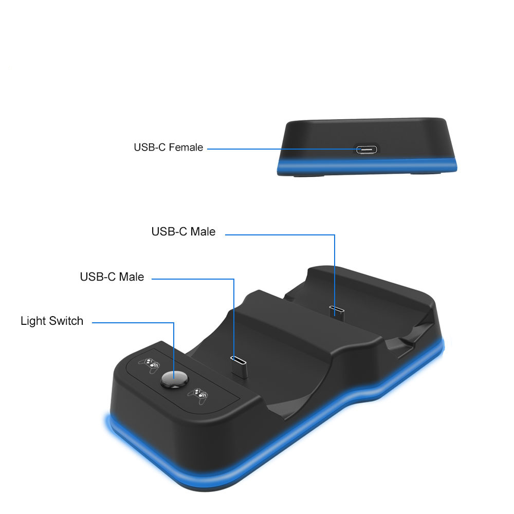 Portable Dual USB Charger Dock for Nintend Switch Pro Game Controller Charging Dock Station Game Controller Stand for Switch Pro