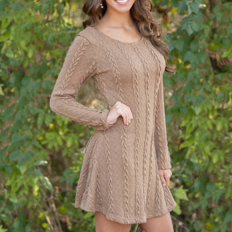 NORMOV Fashion Women Autumn Winter Causal Short Sweater Dress Long Sleeve Loose Sweaters Knitted 5 Color Plus Size Dresses 201008