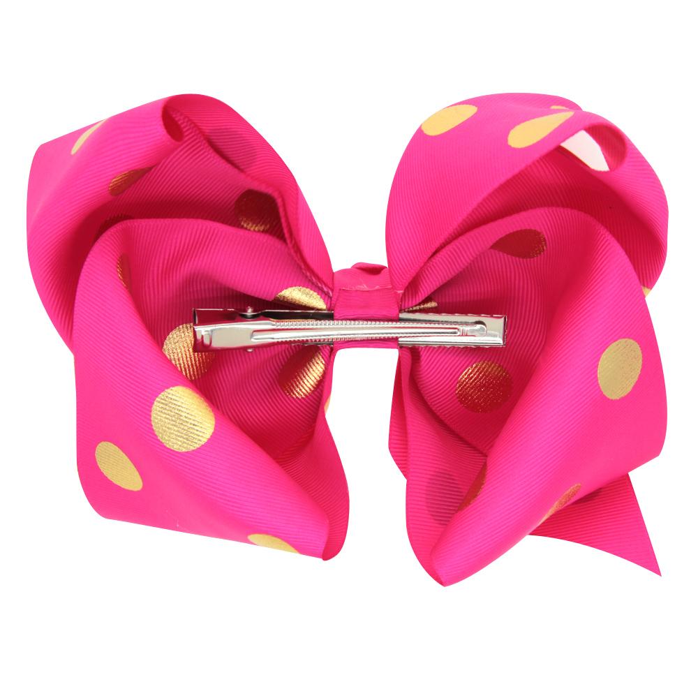 20 Colors 8 Inch Baby Ribbon Bow Hairpin Stamp Dot Clips Girls Large Bowknot Barrette Kids Hair Boutique Children Hair Accessories