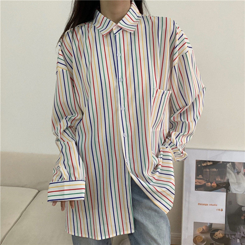 2021 New Deeptown Oversize Feminina Outono Inverno Moda Arco-ris Listras Boto De Impresso Para Cima Camisa Solta Casual Estilo Coreano Vigt, 09325
2021 New Deeptown Oversize Feminina Outono Inverno Moda Arco-ris Listras Boto De Impresso Para Cima Camisa Solta Casual Estilo Coreano Vigt, 09325