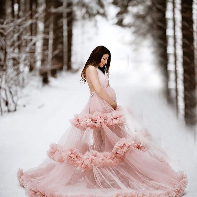 women tulle kimono long robes ruffle night robe photography bridal party sleepwear nightgown robes for women