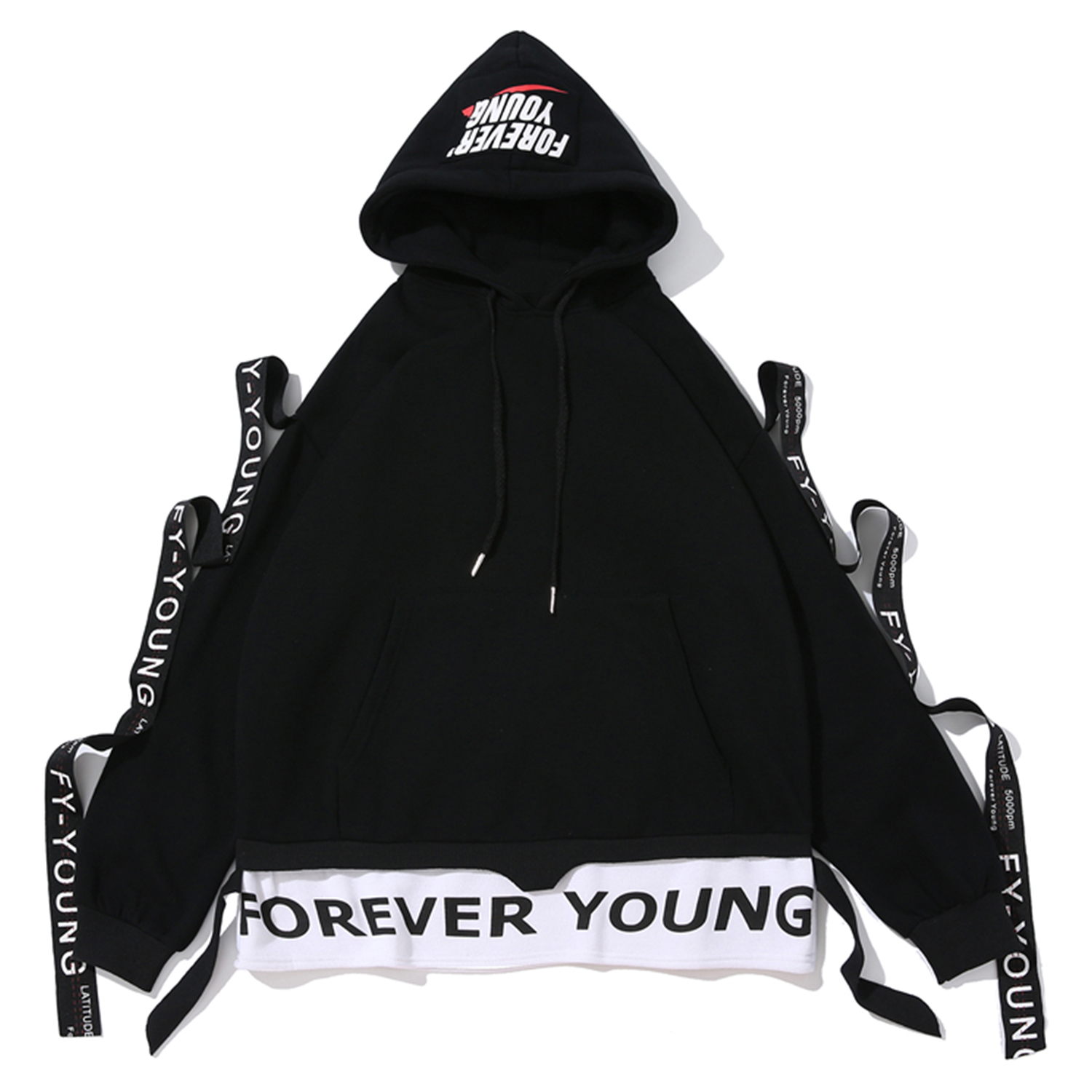 11 BYBB'S DARK Hip Hop Patchwork Ribbon Hoodie Men Harajuku Streetwear Pullover Fashion Casual Oversized Hooded Sweatshirts 201020