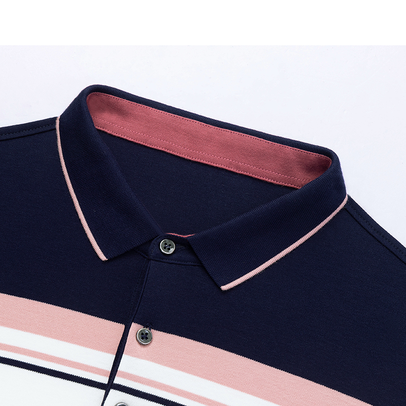 Men's Stripes contrast Polo Shirts Fashion Long sleeve Polos High Quality Mens Slim Fit Business Polo Shirt Male 8703 210308