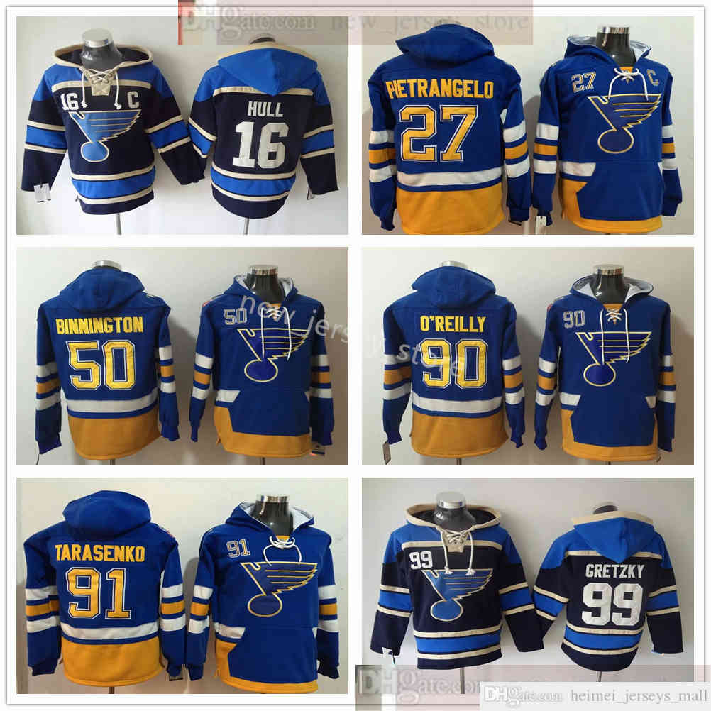 St. Louis Blues Hockey Hoodies Jerseys 91 Vladimir Tarasenko 99 Wayne Gretzky 16 Brett Hull 27 Alex Pietrangelo 90 Ryan O'Reilly Binnington, Same as picture
St. Louis Blues Hockey Hoodies Jerseys 91 Vladimir Tarasenko 99 Wayne Gretzky 16 Brett Hull 27 Alex Pietrangelo 90 Ryan O'Reilly Binnington, Same as picture