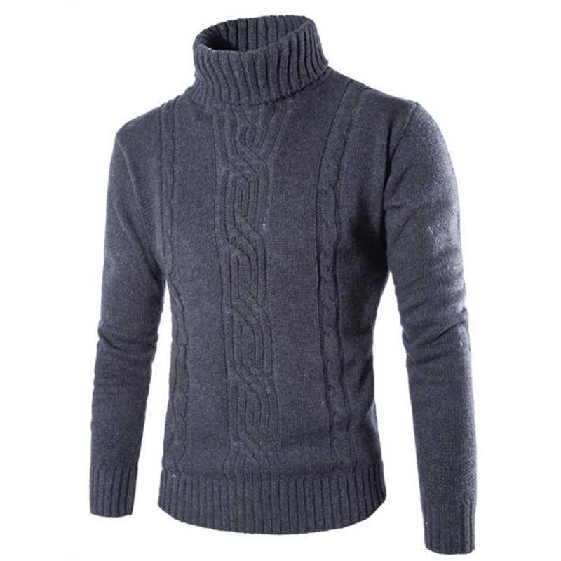 Covrlge Male Sweater Pullover Slim Warm Solid High Lapel Jacquard Hedging British Men's Clothing Mens Turtleneck MZM030 210818