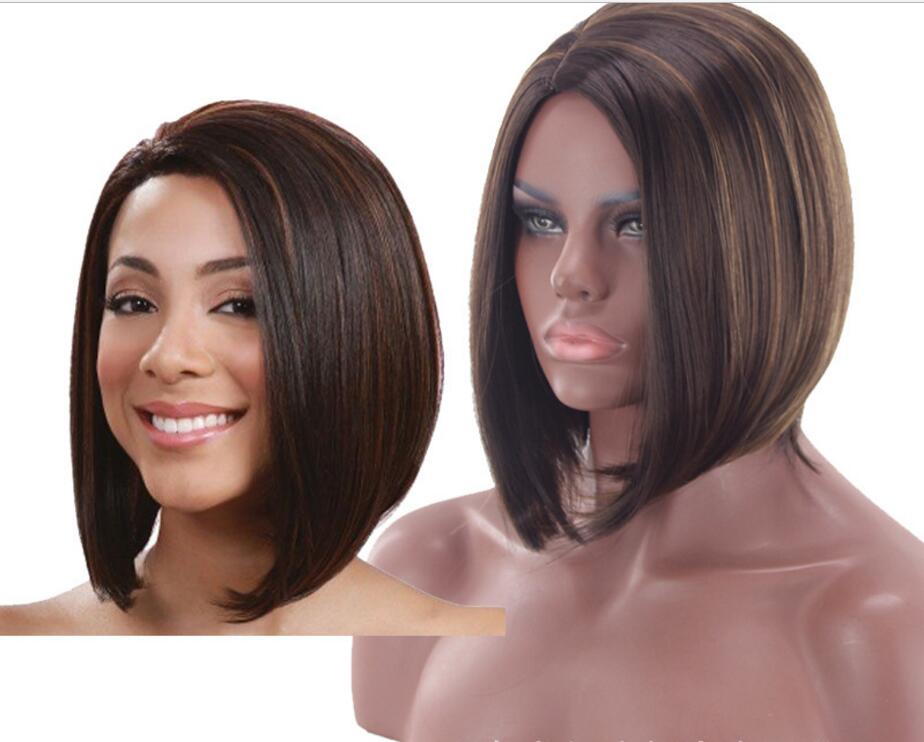 Fashion Short BOB Synthetic Straight Brown wig Hairstyle Hightemperature Cosplay Hair for Ladys