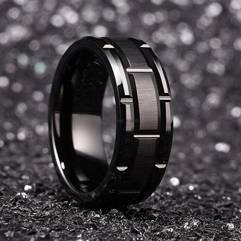 Gold Groove Ring Band Stainless Steel Finger Tail Hiphop Wedding Bands Women Men Fashion Jewelry Gift