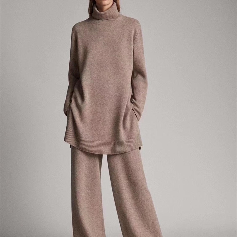 Luxury Two Pieces 45% Cashmere + 30% Wool Suits Female Turtleneck Warm Mink Knit Tops Wide Leg Pant Sets F688 211106, Light tan
Luxury Two Pieces 45% Cashmere + 30% Wool Suits Female Turtleneck Warm Mink Knit Tops Wide Leg Pant Sets F688 211106, Light tan