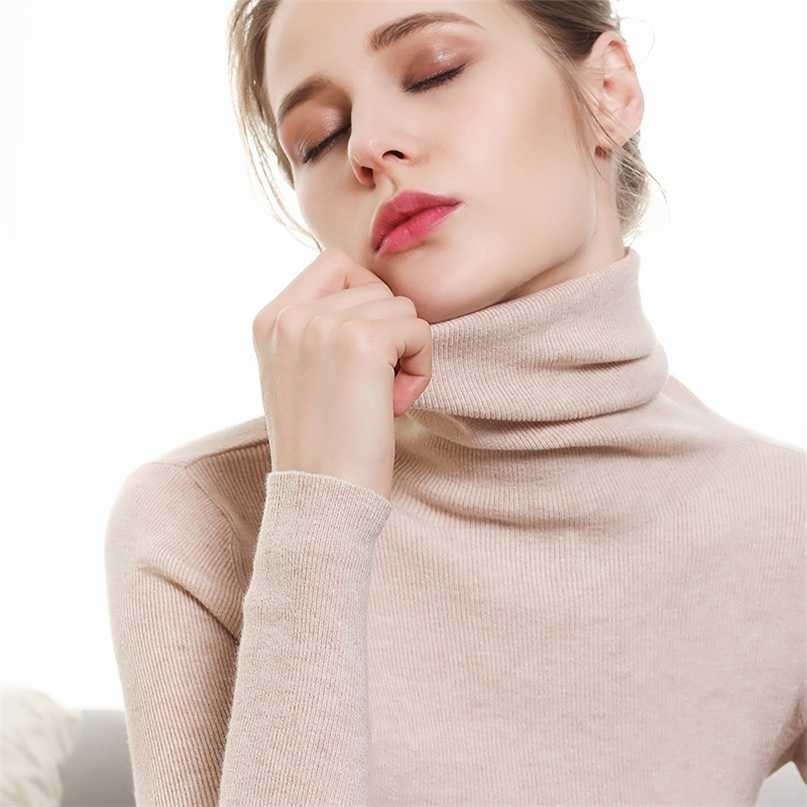 Autumn and Winter Cashmere Sweater Women High Collar Pullover Fashion Warm Bottom 211011Z
