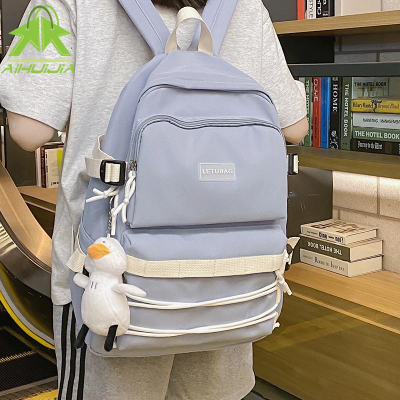School Bags High Quality Waterproof Backpack Fashion Multifunctional Nylon For Teenage Girl Solid Color Kawaii Casual Shoulder, White
School Bags High Quality Waterproof Backpack Fashion Multifunctional Nylon For Teenage Girl Solid Color Kawaii Casual Shoulder, White