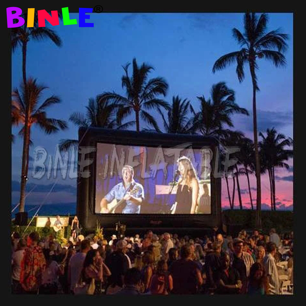 Large outdoor 30x17ft inflatable movie screen 16:9 projection backyard garden film TV cinema theater with blower