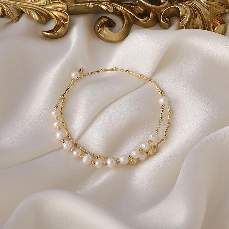 Bangle Origin Summer French Vintage Double-Layer Natural Freshwater Pearl Bangles For Women Trendy Gold Color Metallic Charm
Bangle Origin Summer French Vintage Double-Layer Natural Freshwater Pearl Bangles For Women Trendy Gold Color Metallic Charm