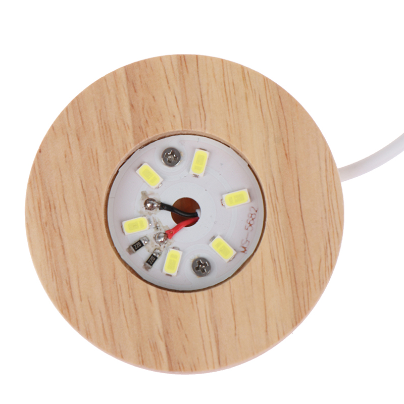 Handmade Resin Art Mini Thin LED Wood Night Light Display Base Displays Round Wooden lamp Bases Resins Ornament Stand DIY Crafts