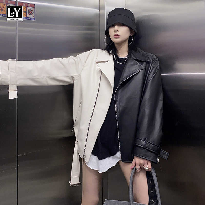 LY VAREY LIN Spring Autumn Women Moto Faux Soft Leather Coat Lapel Splicing Pu Jacket Casual Loose Outwear with Belt 210526, Beige
LY VAREY LIN Spring Autumn Women Moto Faux Soft Leather Coat Lapel Splicing Pu Jacket Casual Loose Outwear with Belt 210526, Beige