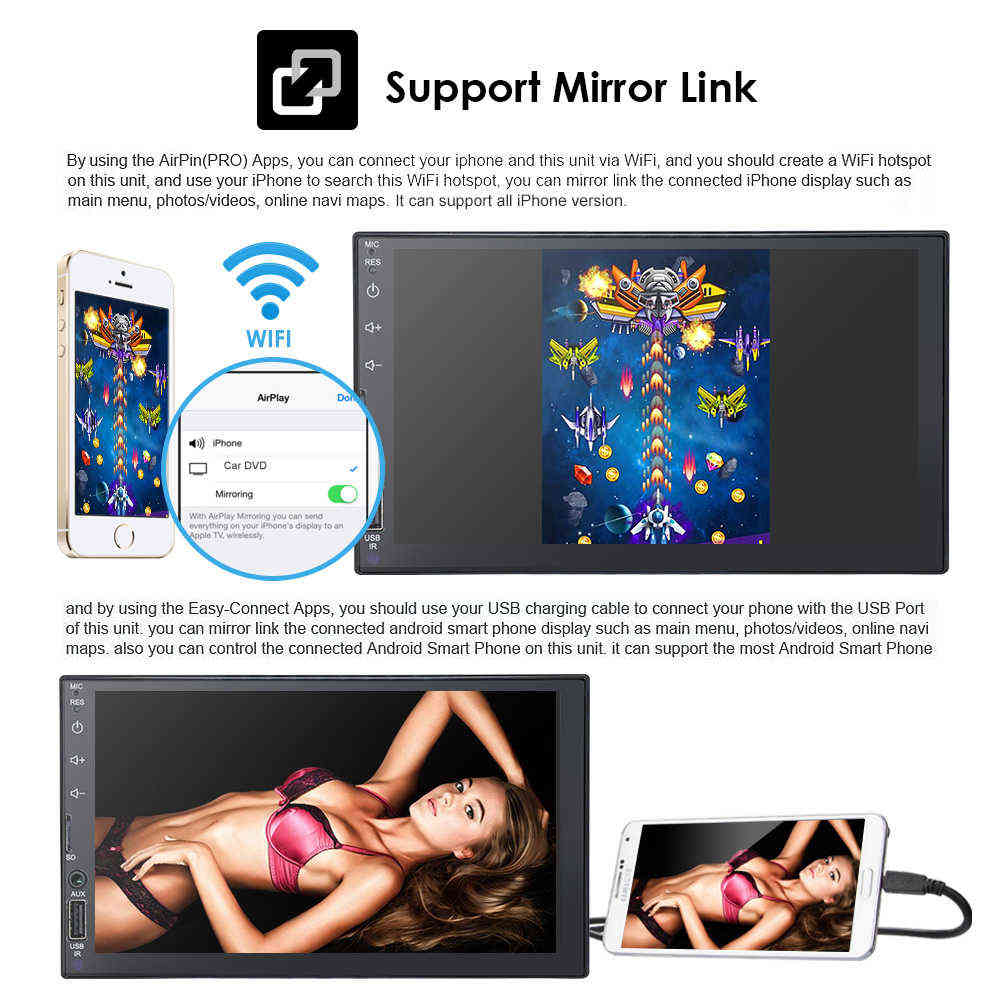 2 din android 9.0 Car Multimedia Player AutoRadio Video Stereo Audio for Universal 7inch Touch Screen USB DVR AHD Camera SWC DAB