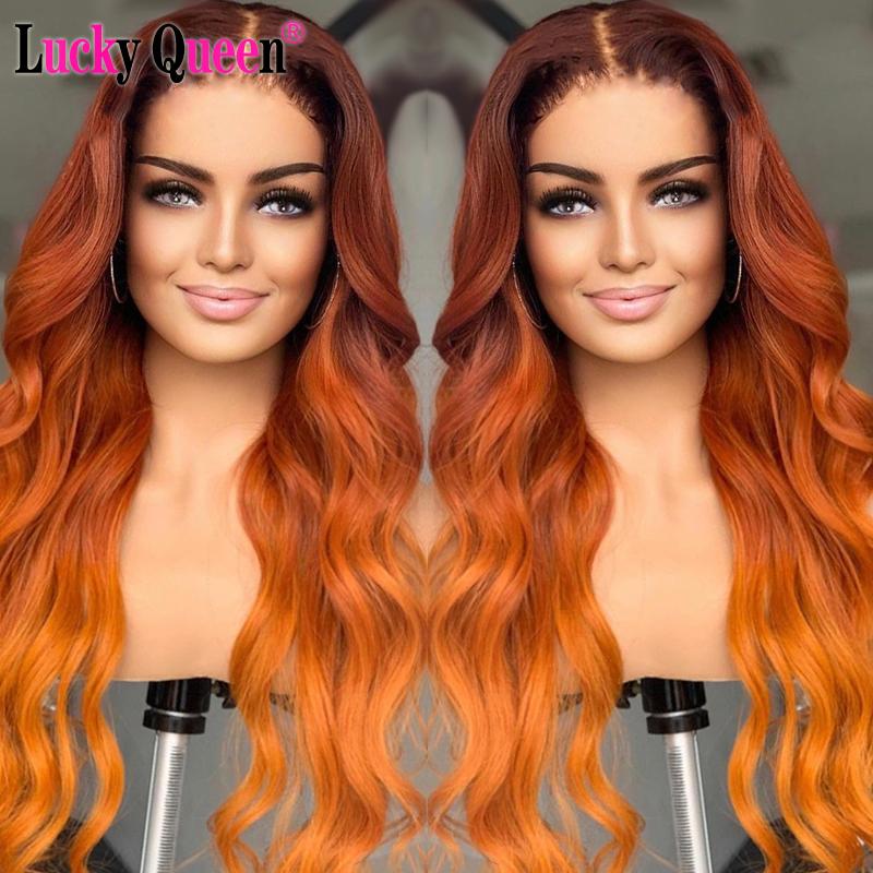 Ombre Orange Ginger Colored Brazilian Body Wave Lace Part Human Hair Wigs Pre Plucked For Black Women Remy Hair Wigs, #350 
Ombre Orange Ginger Colored Brazilian Body Wave Lace Part Human Hair Wigs Pre Plucked For Black Women Remy Hair Wigs, #350