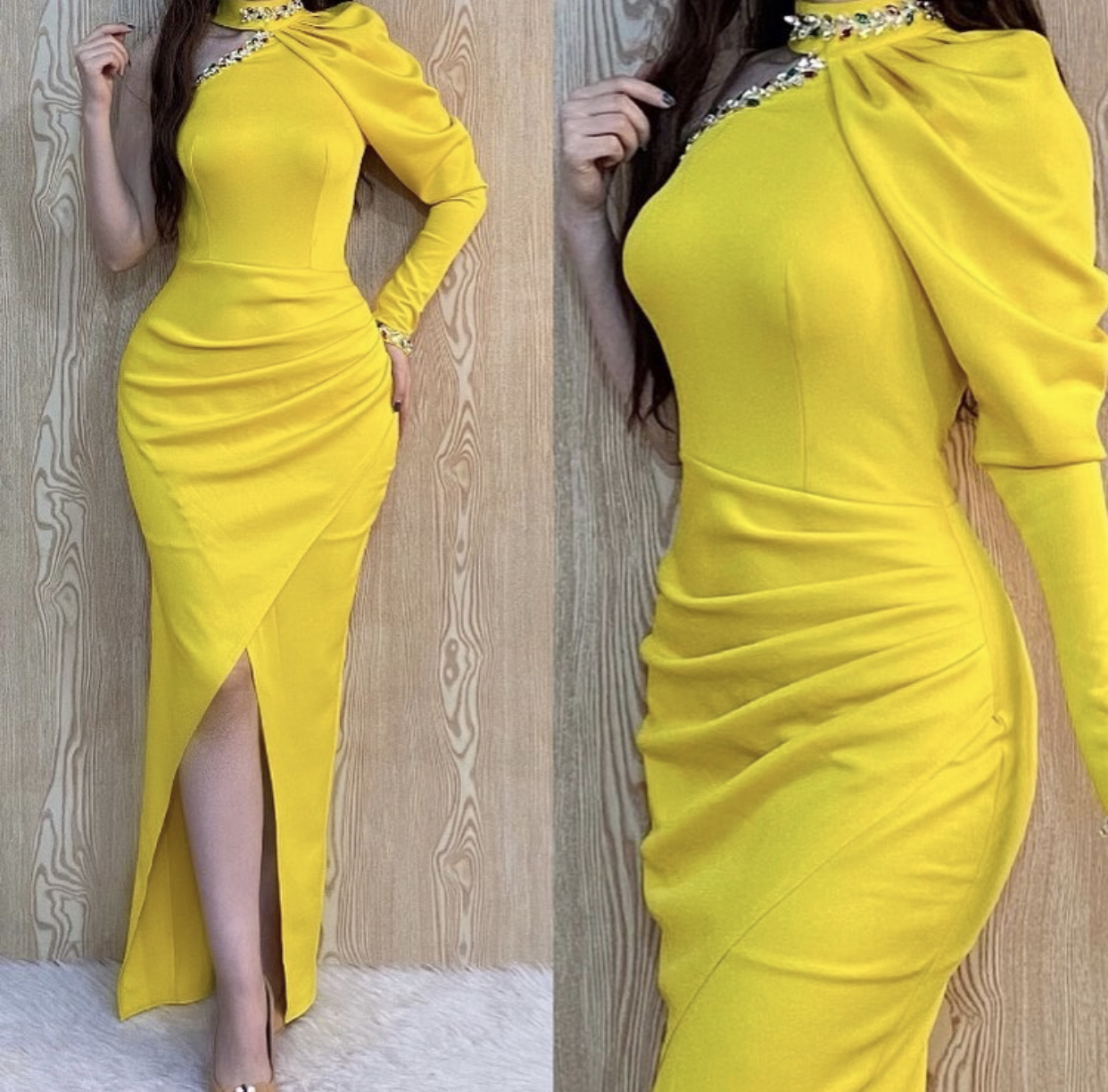 Burgundy Mermaid Prom Pageant Dresses Evening Wear Special Occasion Gowns Beads Single Long Sleeves Side Split Middle East Dubbai Arabic Style White Y