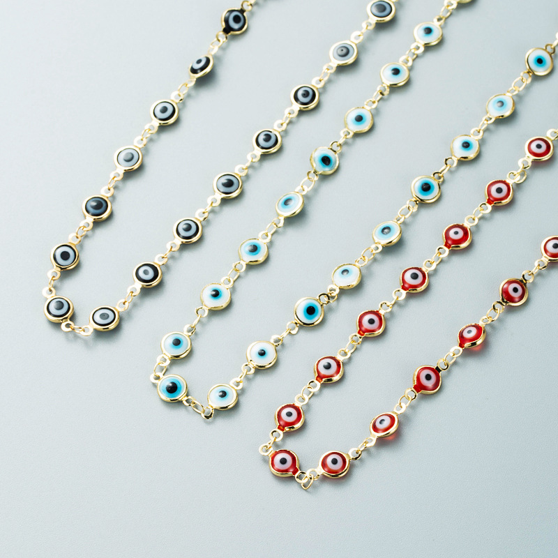 Bohemian Style Black White Red Enameled Evil Eye Bead Chain Necklace Gold Plated Copper Jewelry for Woman
Bohemian Style Black White Red Enameled Evil Eye Bead Chain Necklace Gold Plated Copper Jewelry for Woman