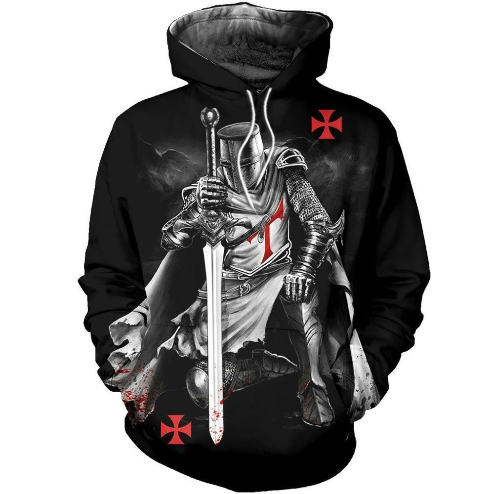 Drop shipping 3D Print Medieval Knights Templar Men hoodies Harajuku Fashion hooded Sweatshirt Unisex Casual jacket Hoodie QS20 201020
