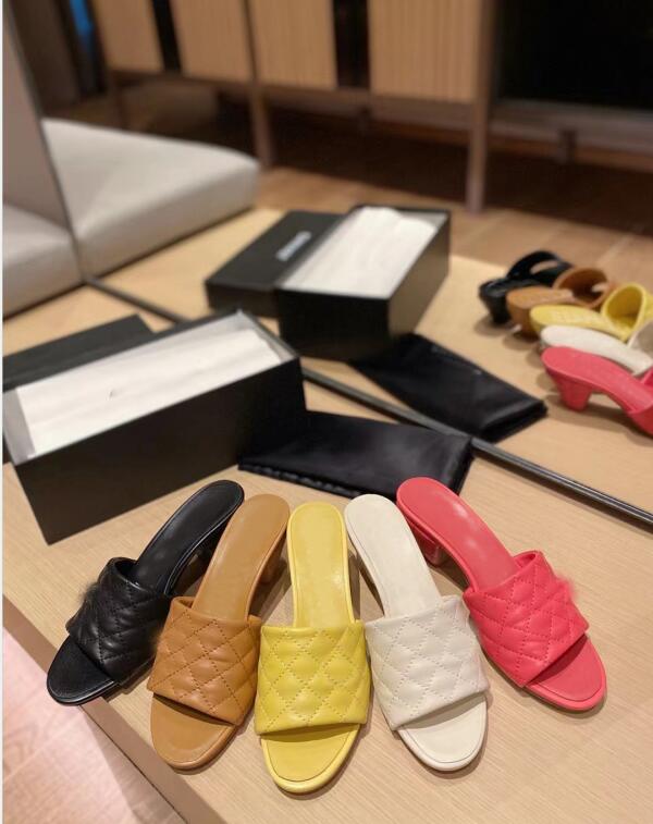 MULES Lambskin Slippers Women Summer Slides Designer Luxury Yellow White Black Blue Red Outdoor Shoes High Heels Leather Banquet Sandals with Box, Colour 3
MULES Lambskin Slippers Women Summer Slides Designer Luxury Yellow White Black Blue Red Outdoor Shoes High Heels Leather Banquet Sandals with Box, Colour 3