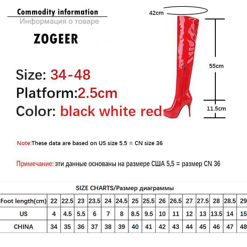 Fashion Thigh High Boots Women Platform Autumn Winter Over Knee Boots Sexy High Heels Red White Fetish Shoes Woman Plus Size 48 211021