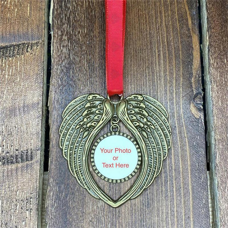 sublimation christmas ornament decorations angel wings shape blank hot transfer printing consumables supplies gift sxa11