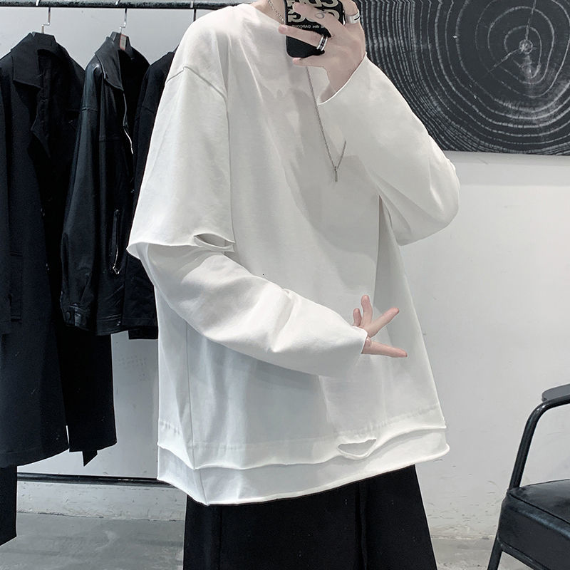 2021 New Spring Cotton Fake Two-piece T-shirt Men's Fashion Casual O-neck t Shirt Men Streetwear Korean Hip-hop Long-sleeved Tshirt Mens 717, White
2021 New Spring Cotton Fake Two-piece T-shirt Men's Fashion Casual O-neck t Shirt Men Streetwear Korean Hip-hop Long-sleeved Tshirt Mens 717, White