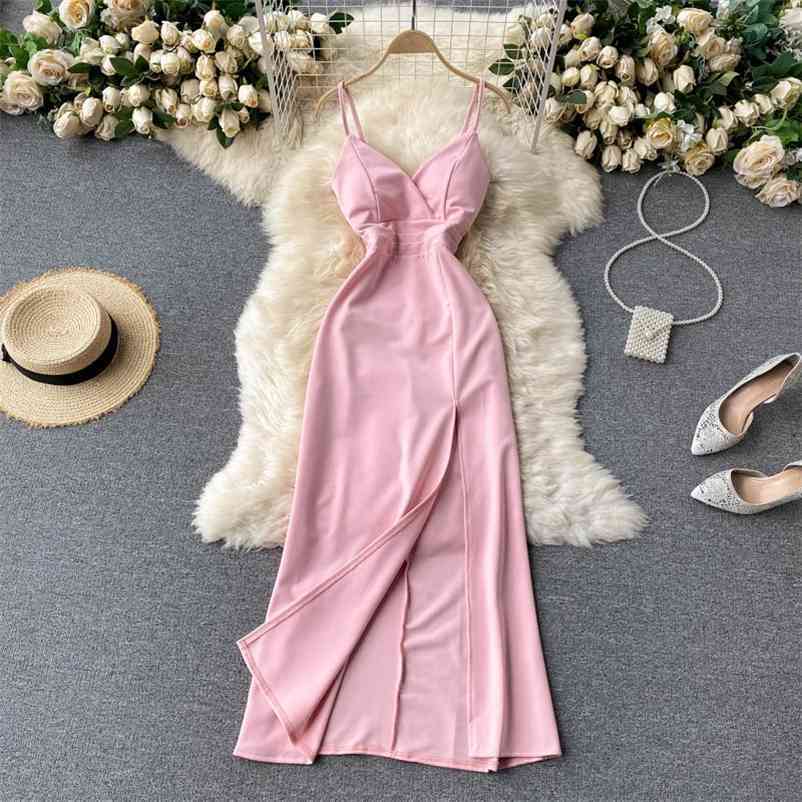 Women Sexy Split Open Back Waist Dress Solid Color V-neck Temperament Long Fashion Spring Summer 11B755 210525, Black
Women Sexy Split Open Back Waist Dress Solid Color V-neck Temperament Long Fashion Spring Summer 11B755 210525, Black