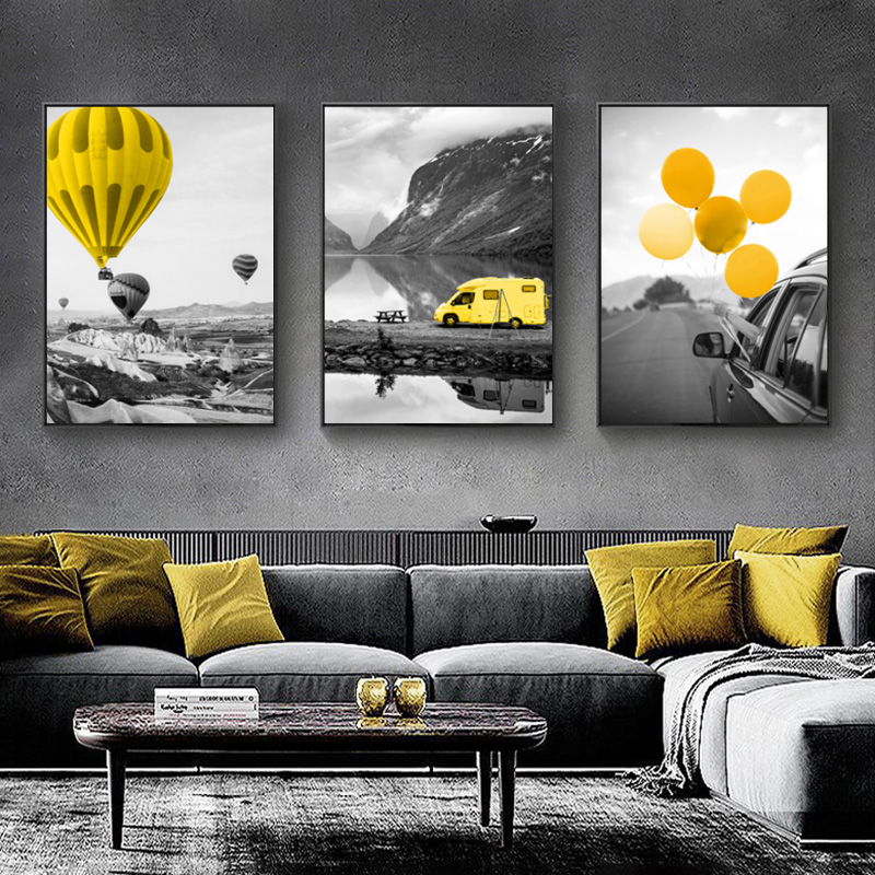 Golden Retro Seaside Scenery Poster Fish Boat Nordic Seascape Canvas Painting Wall Art Picture for Modern Home Interior Decor