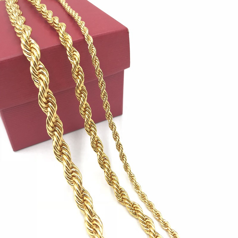 Men039s Chains Rapper039s Rope Miami Chain 4 6 8 mm Gold Silver Color Stainless steel Ropes Link Necklace Hip hop J