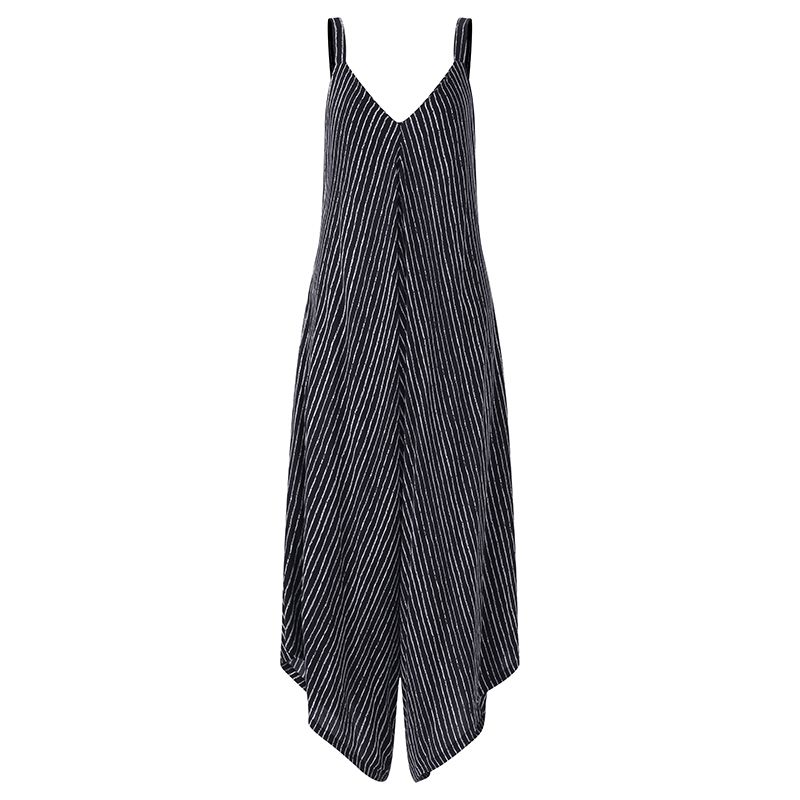 Plus Size Combinaison Femme Stripe Overalls Women Jumpsuits VONDA Backless Rompers Playsuit Female Harem Pants Pantalon 5XL Y200904
