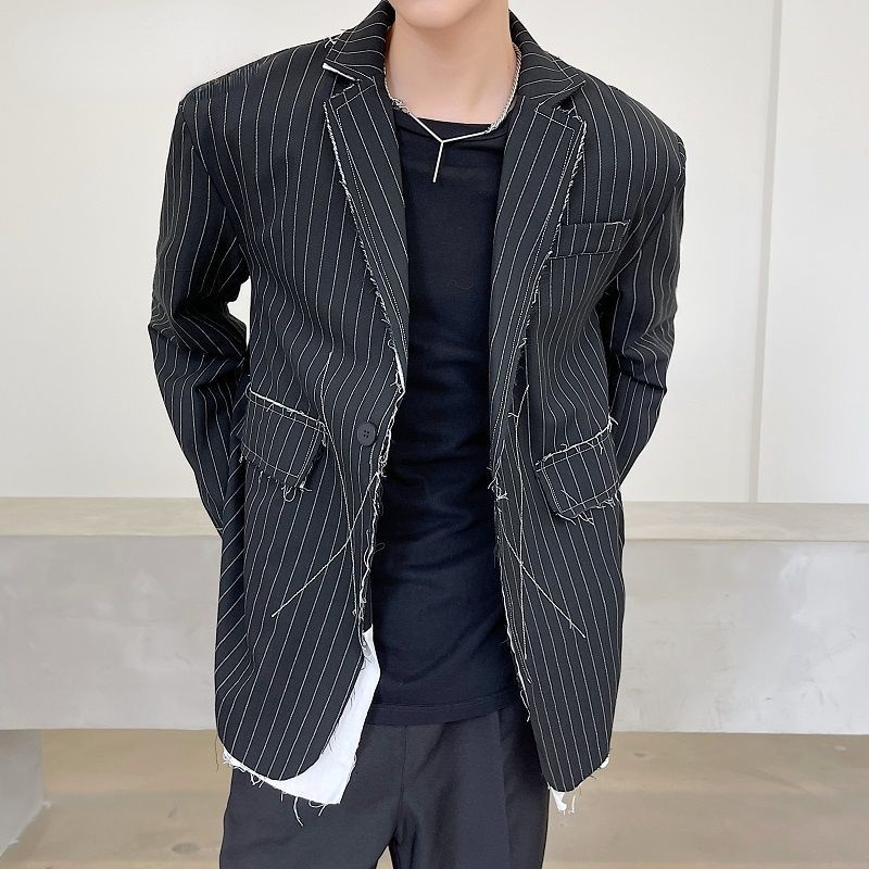 Autumn 2021 New Cutting Edge Striped Men's Blazer Japan Korean Trend Design Loose Big Size Single Button Suit Jacket 9Y9333, White;black
Autumn 2021 New Cutting Edge Striped Men's Blazer Japan Korean Trend Design Loose Big Size Single Button Suit Jacket 9Y9333, White;black