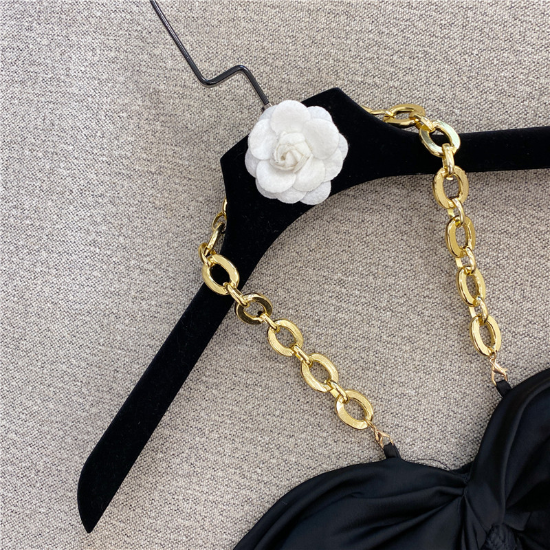 DEAT 2021 Winter Women New Style Fashion Sleeveless Pleated Gold Chain Decoration Casual Slim Tube Top Short Vest RD674 210308