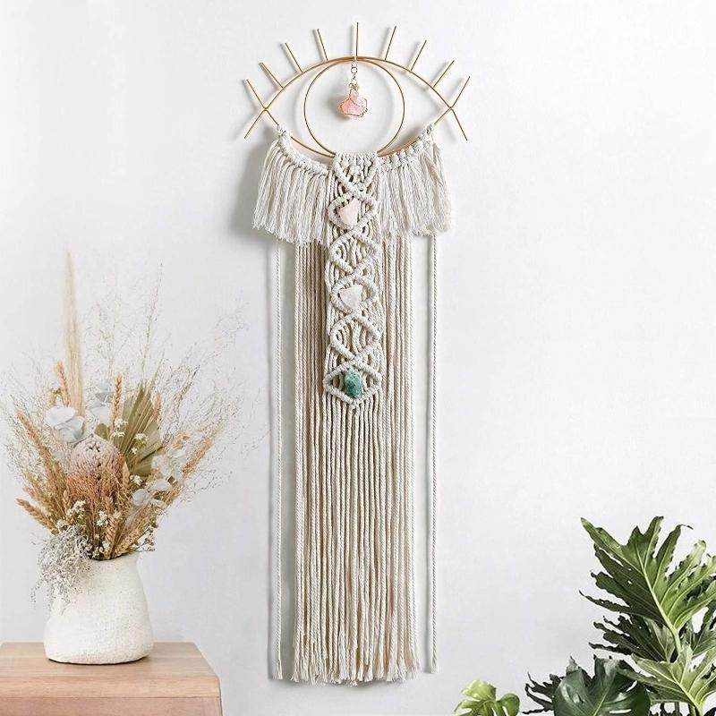 Tapestries Macrame Wall Hanging Evil Eye Dream Catcher Room Decor Crystal Stone Pendant Boho Woven For Bedroom Home Decoration
Tapestries Macrame Wall Hanging Evil Eye Dream Catcher Room Decor Crystal Stone Pendant Boho Woven For Bedroom Home Decoration