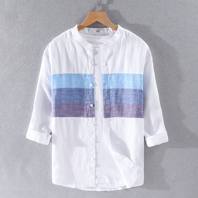 2021 New 100% Linen Summer Italy Brand Three-quarter Sleeved Stand Collar Shirts for Men Fashion Casual Shirt Mens Overhemd Imw9, Blue
2021 New 100% Linen Summer Italy Brand Three-quarter Sleeved Stand Collar Shirts for Men Fashion Casual Shirt Mens Overhemd Imw9, Blue